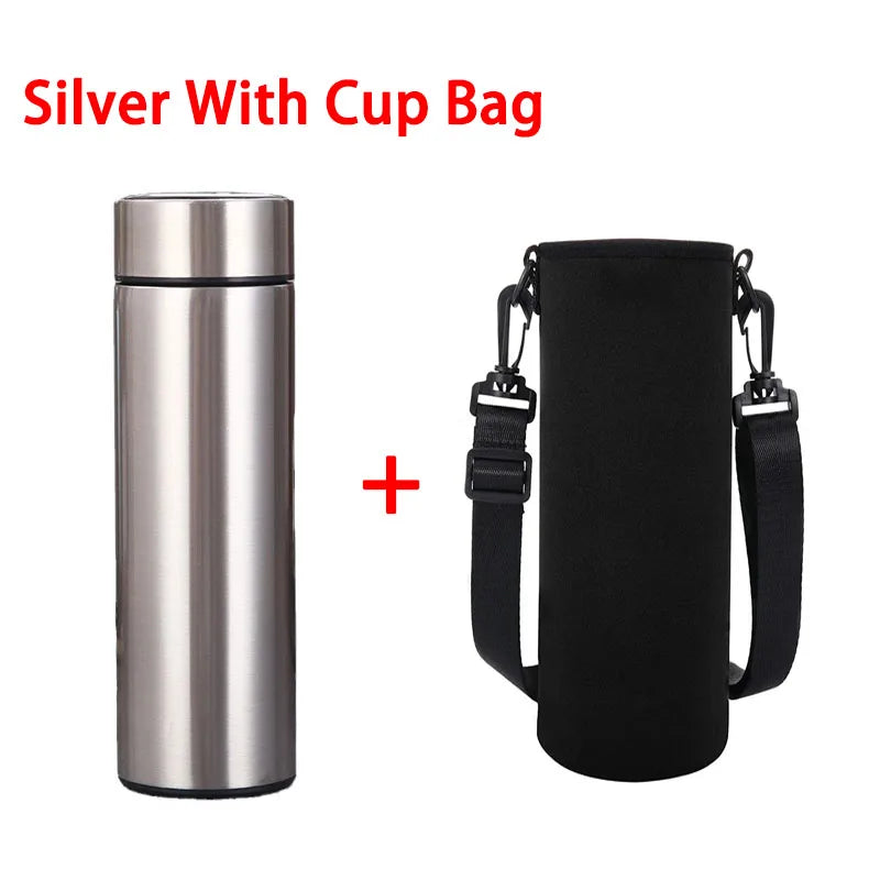 Bouteille isotherme intelligente 500 ml – Affichage de la température – Acier inoxydable – Gobelet thermique portable – Thermos sous vide – Garde au chaud et au froid