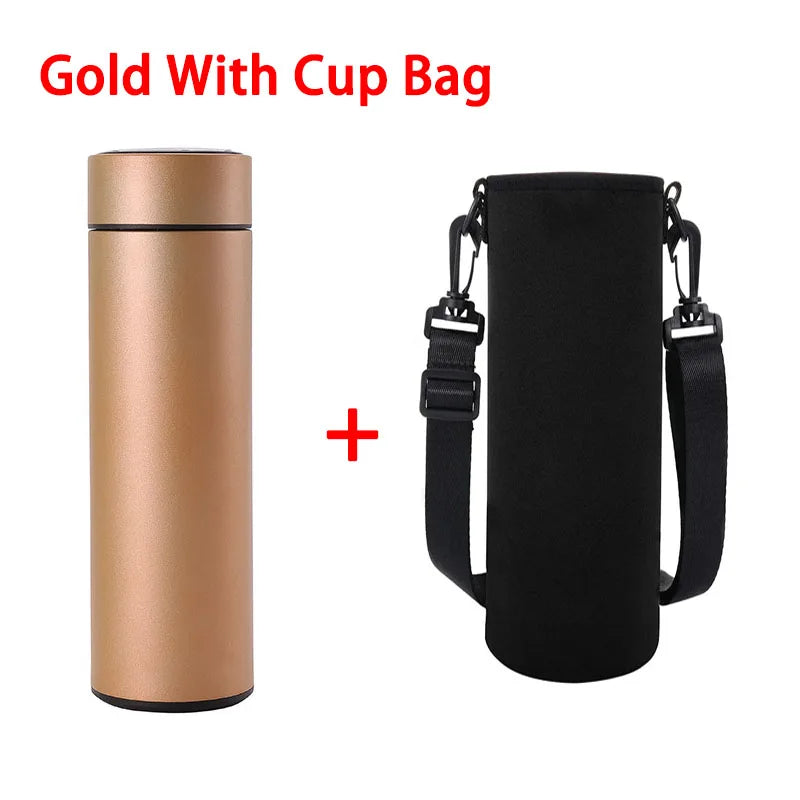 Bouteille isotherme intelligente 500 ml – Affichage de la température – Acier inoxydable – Gobelet thermique portable – Thermos sous vide – Garde au chaud et au froid