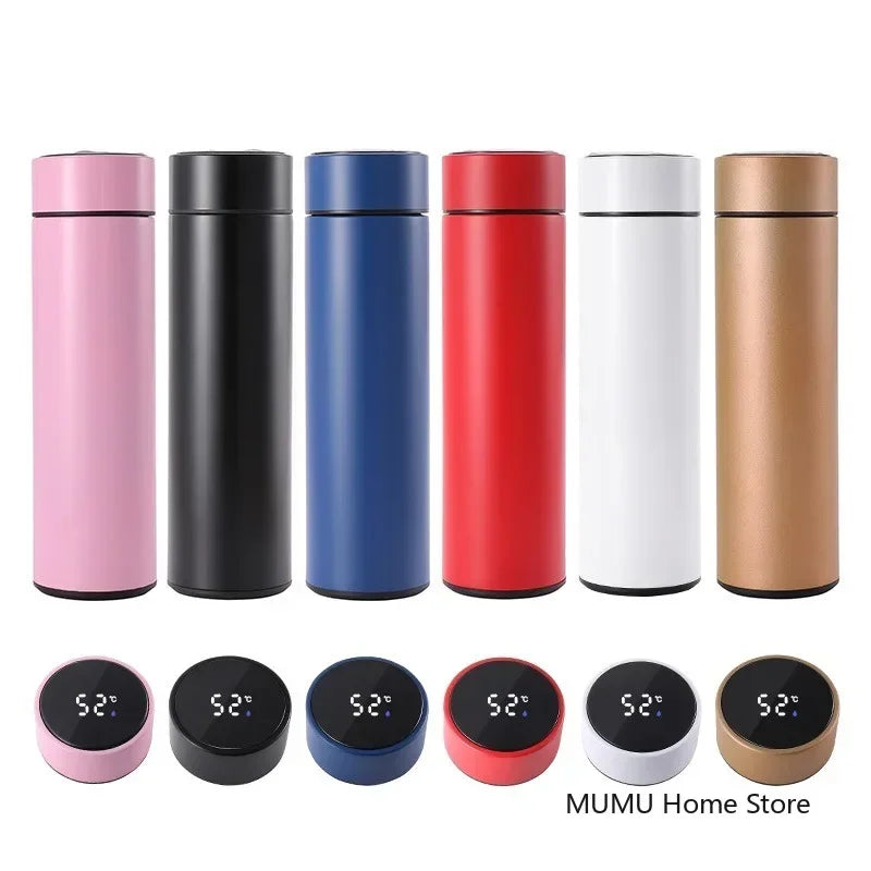 Bouteille isotherme intelligente 500 ml – Affichage de la température – Acier inoxydable – Gobelet thermique portable – Thermos sous vide – Garde au chaud et au froid