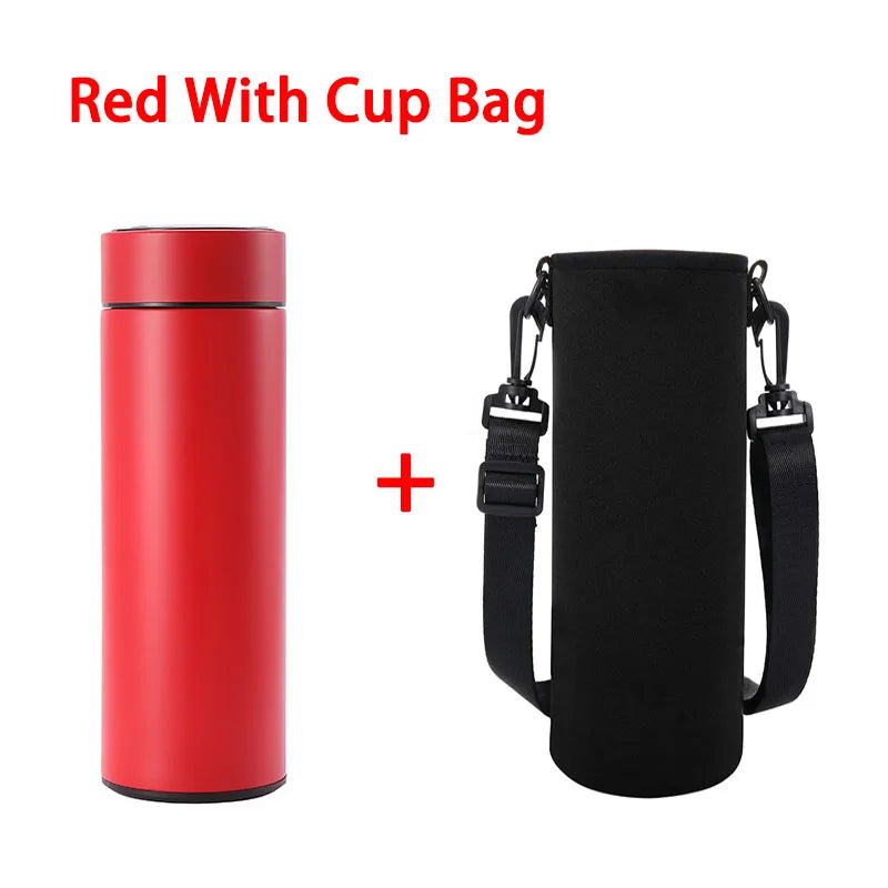 Bouteille isotherme intelligente 500 ml – Affichage de la température – Acier inoxydable – Gobelet thermique portable – Thermos sous vide – Garde au chaud et au froid