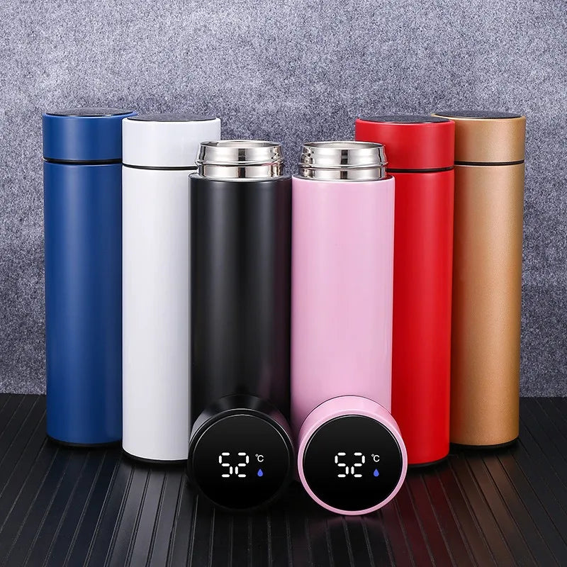 Bouteille isotherme intelligente 500 ml – Affichage de la température – Acier inoxydable – Gobelet thermique portable – Thermos sous vide – Garde au chaud et au froid