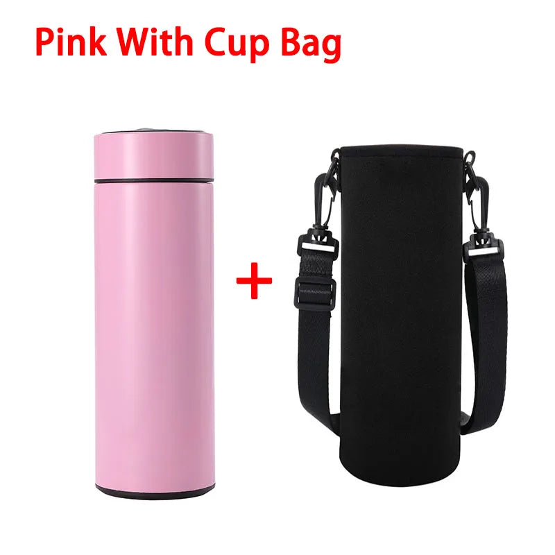 Bouteille isotherme intelligente 500 ml – Affichage de la température – Acier inoxydable – Gobelet thermique portable – Thermos sous vide – Garde au chaud et au froid